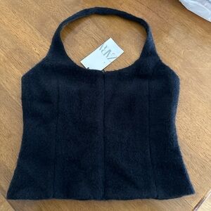 Zara Black Fuzzy Halter Camisole
